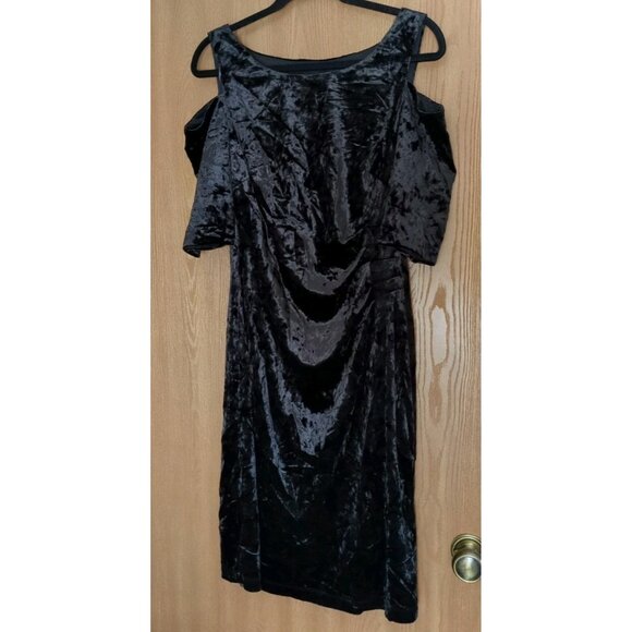 Connected Womens Black Crushed Velvet Cold-Shoulder Dress Size 10 Whimsigoth New - Picture 1 of 6